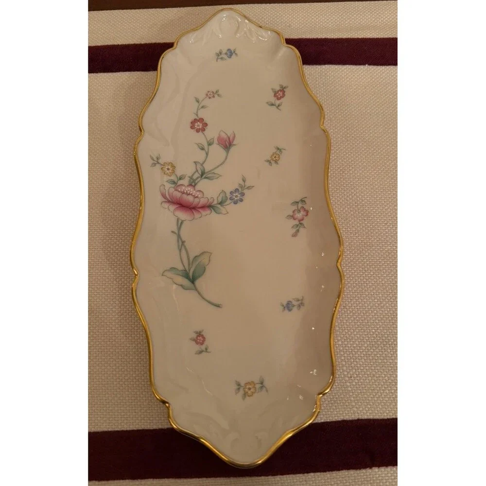 Lenox Floral Garden Collection Floral Tray 24-karat Gold-trim with Scallop Edge